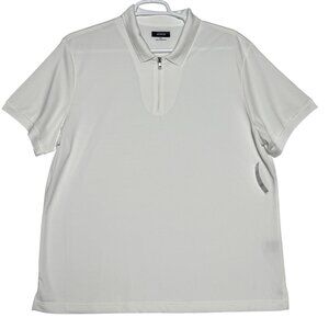 ALFANI Ottoman Zip Polo Mens XXL Washed White Polyester Short Sleeve